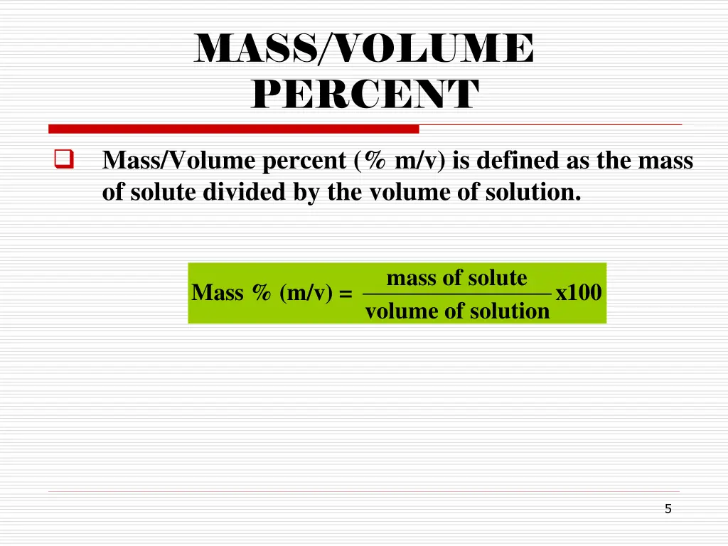 mass volume percent