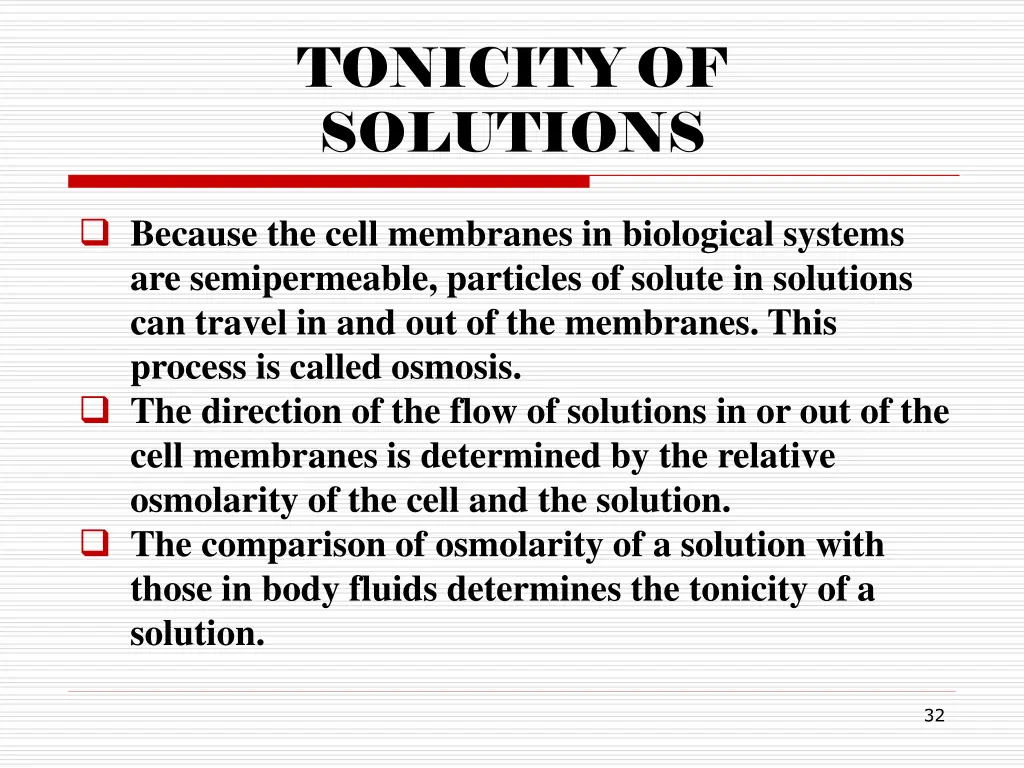tonicity of solutions