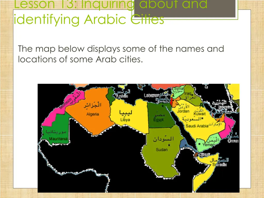 lesson 13 inquiring about and identifying arabic