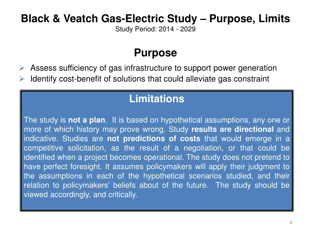 black veatch gas electric study purpose limits