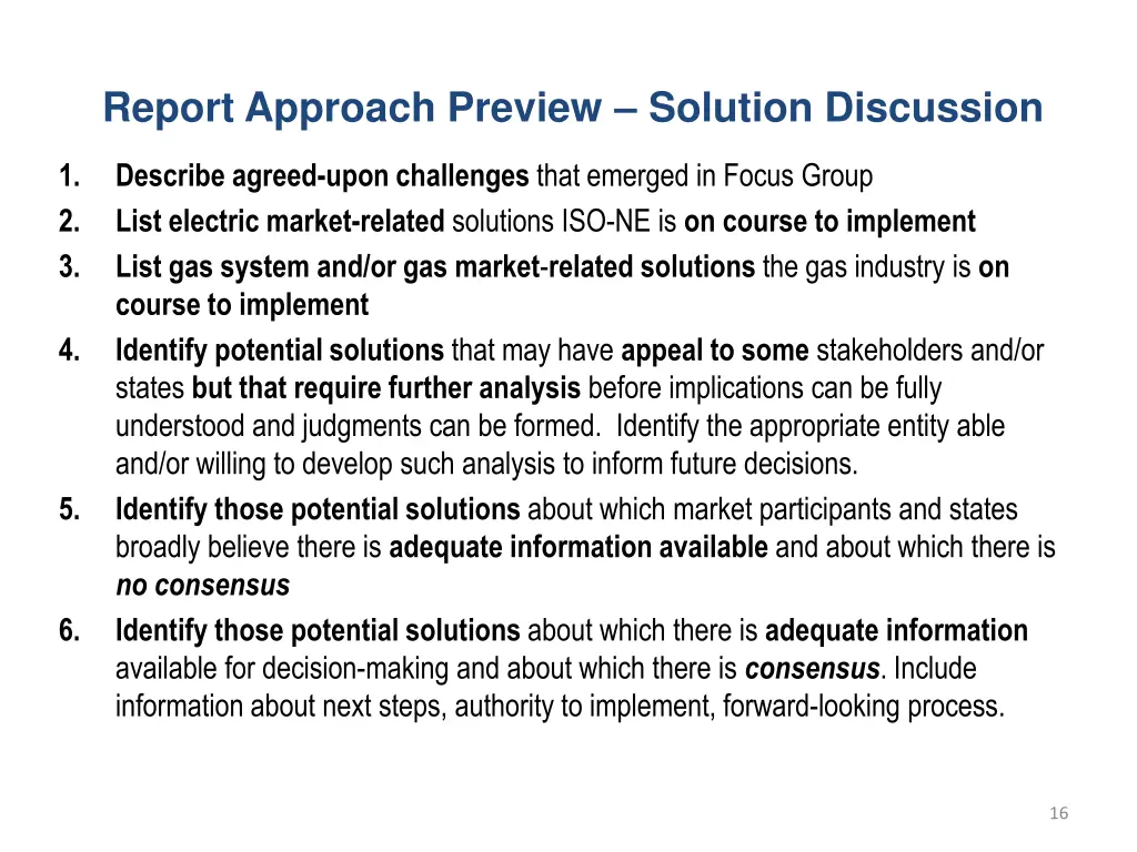 report approach preview solution discussion