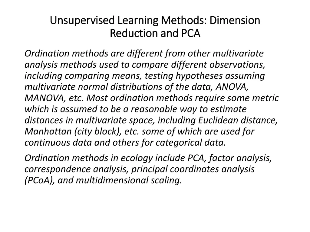 unsupervised learning methods dimension 2