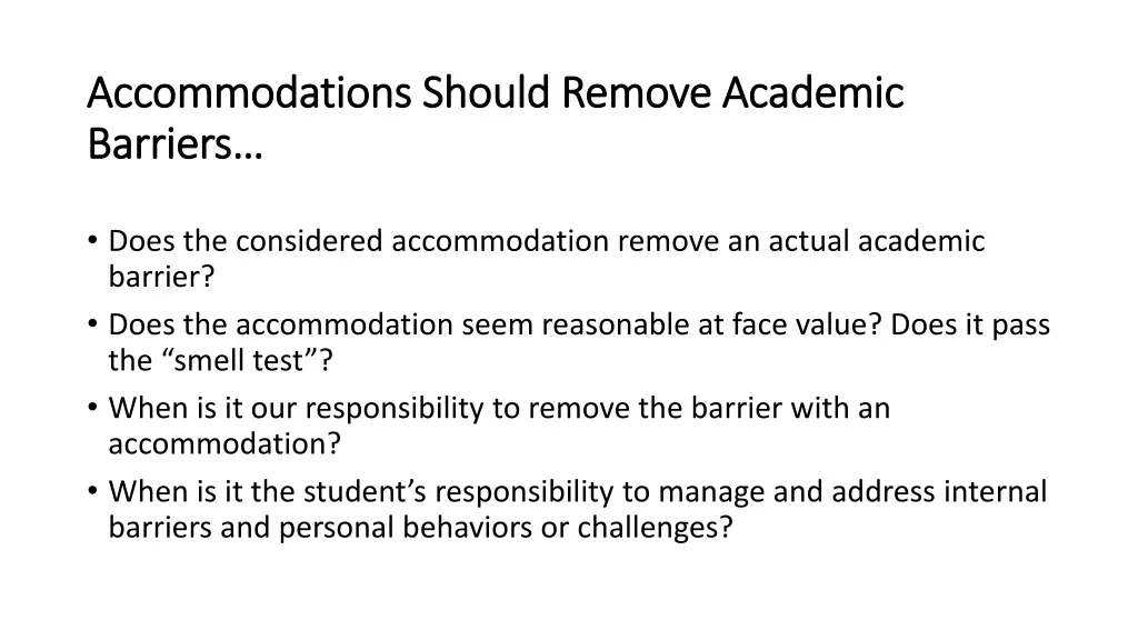 accommodations accommodations should b barriers