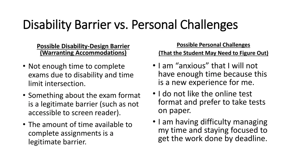 disability barrier vs personal challenges