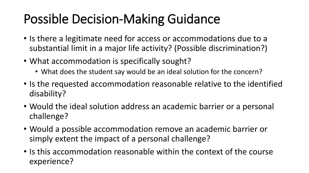 possible decision possible decision making