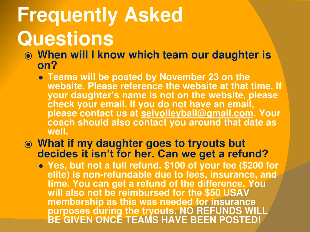 frequently asked questions when will i know which