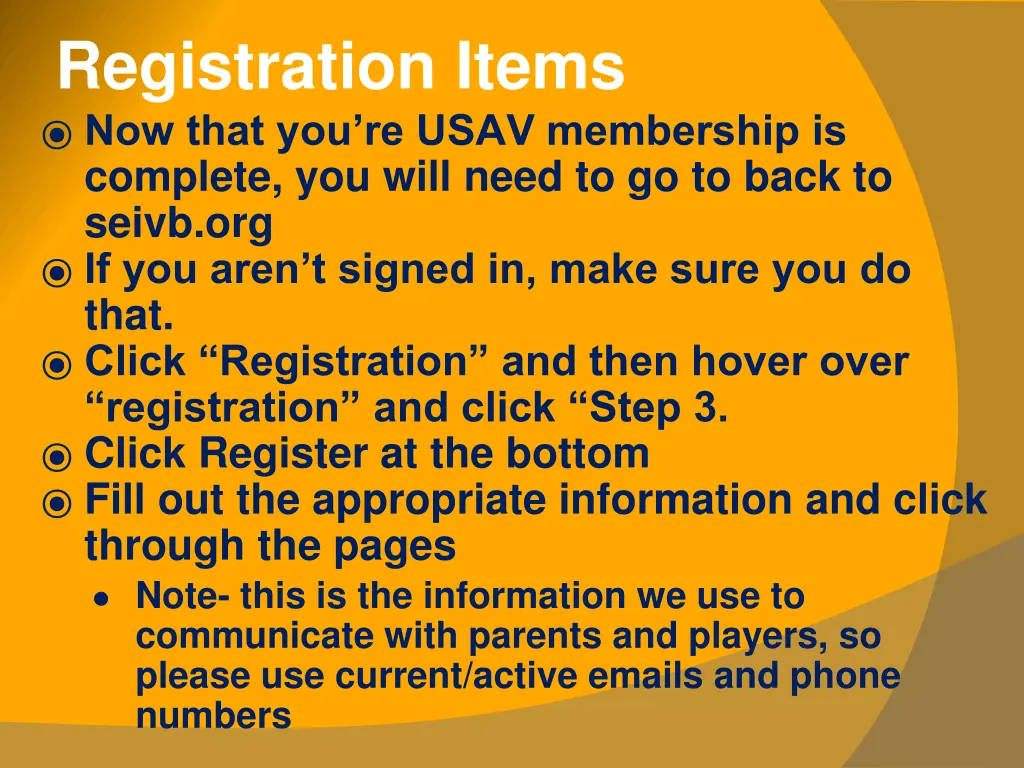 registration items now that you re usav