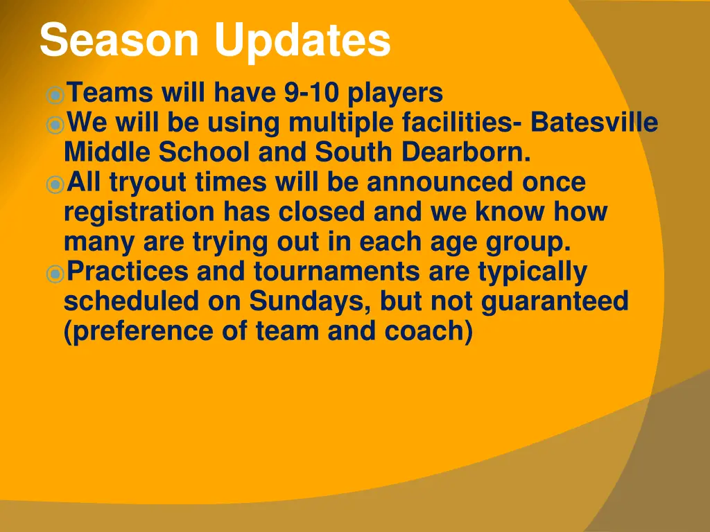 season updates teams will have 9 10 players