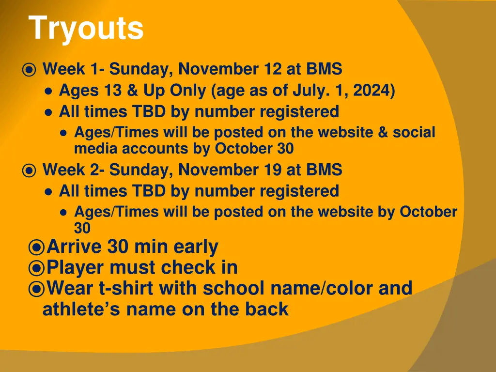 tryouts