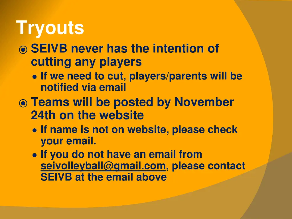 tryouts seivb never has the intention of cutting