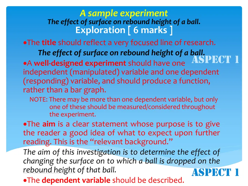 a sample experiment the effect of surface