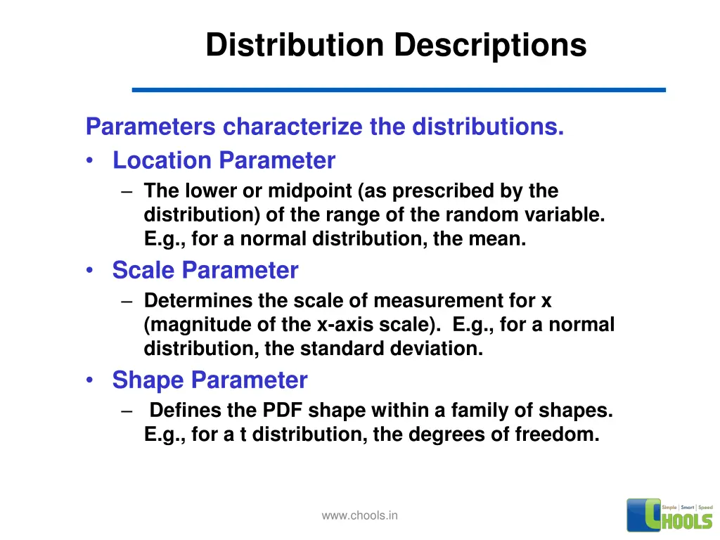 distribution descriptions