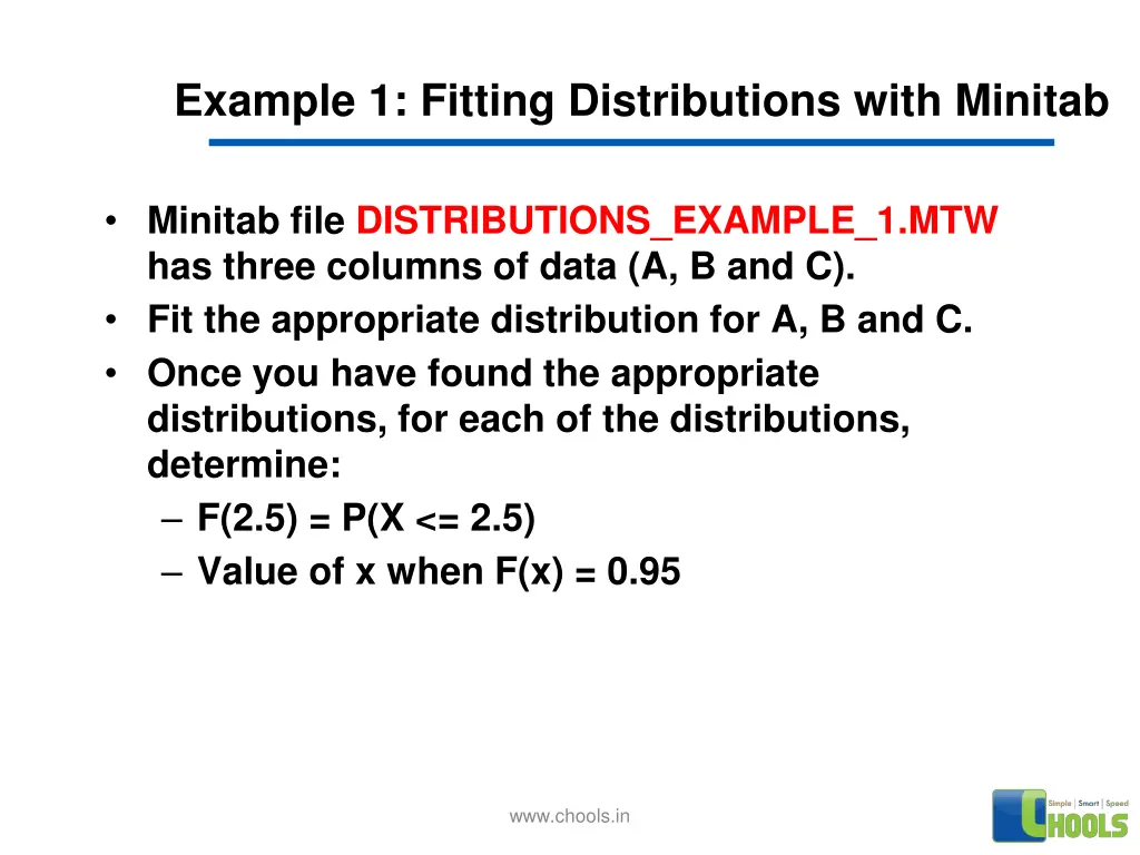 example 1 fitting distributions with minitab