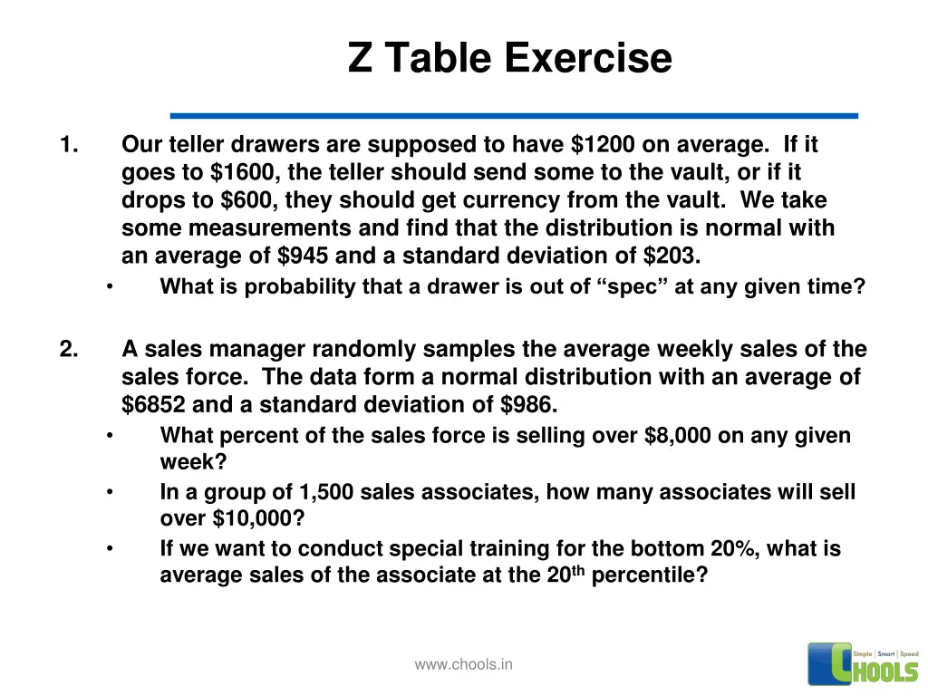 z table exercise