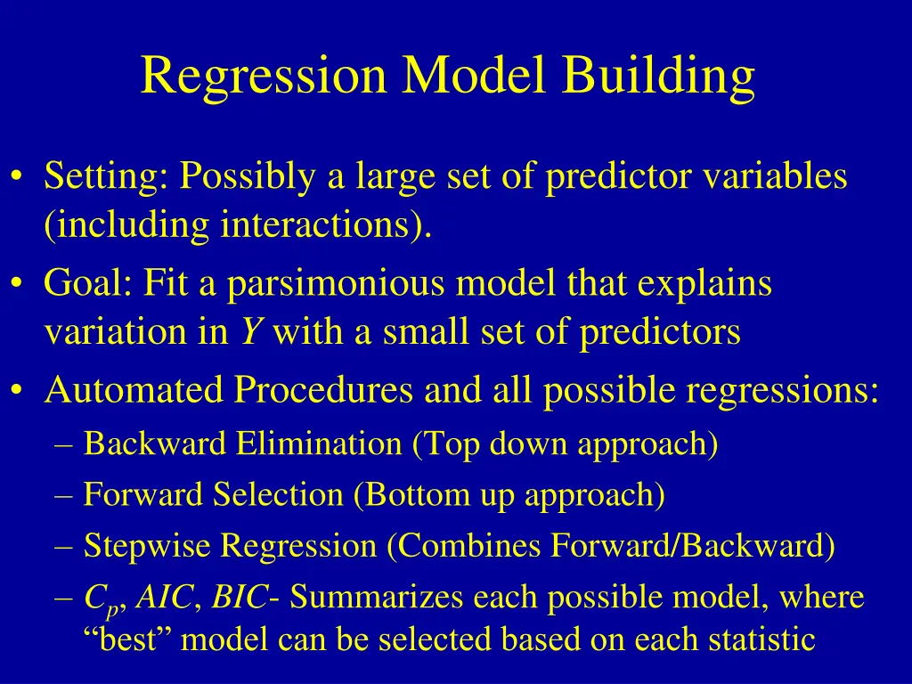 regression model building