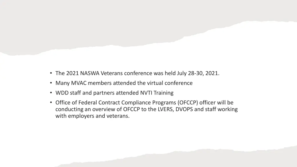 the 2021 naswa veterans conference was held july