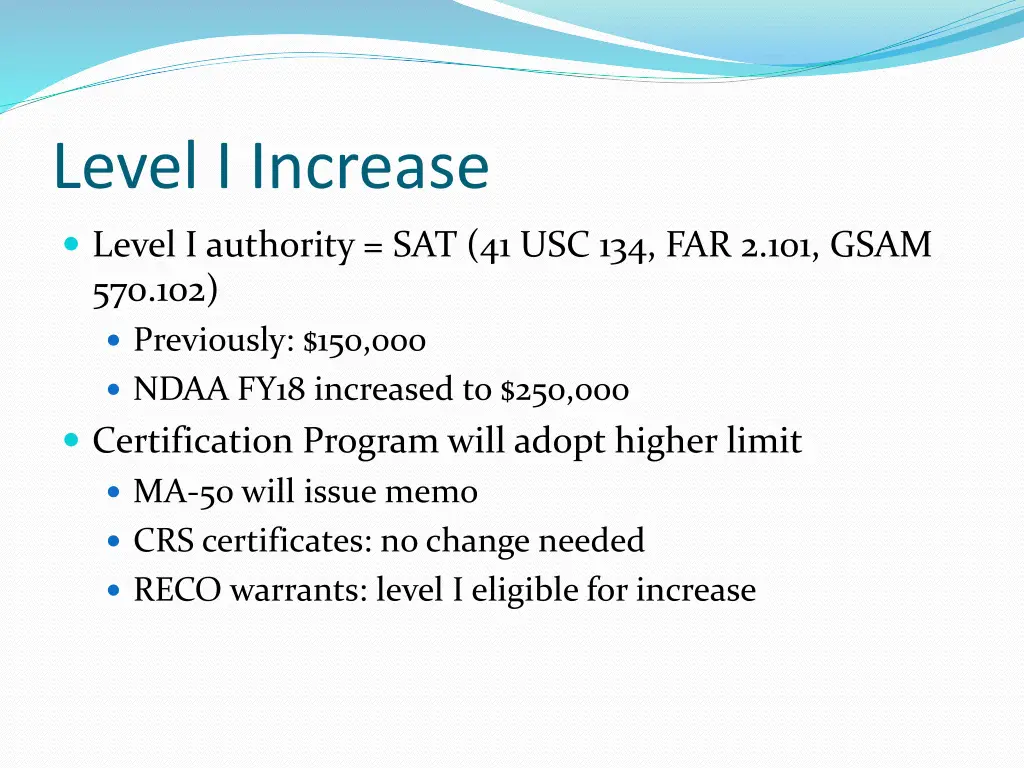 level i increase