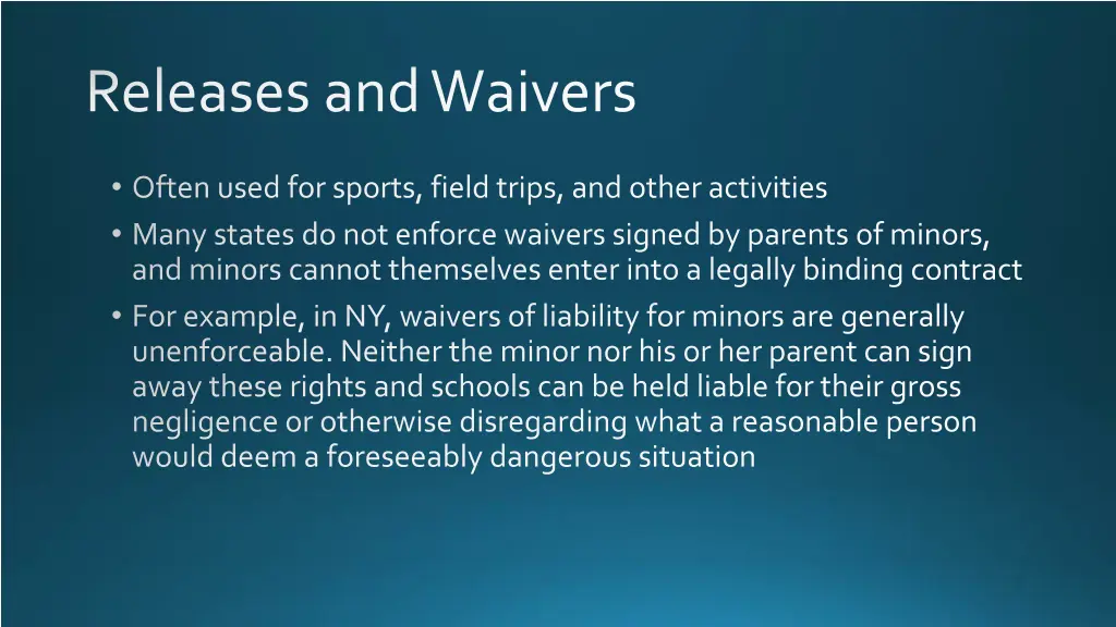 releases and waivers