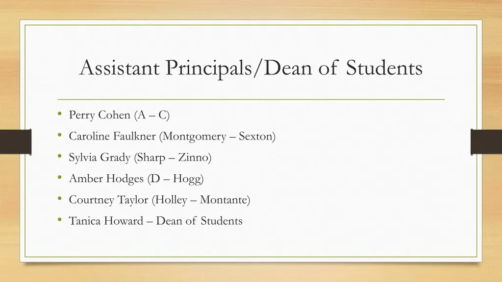 assistant principals dean of students