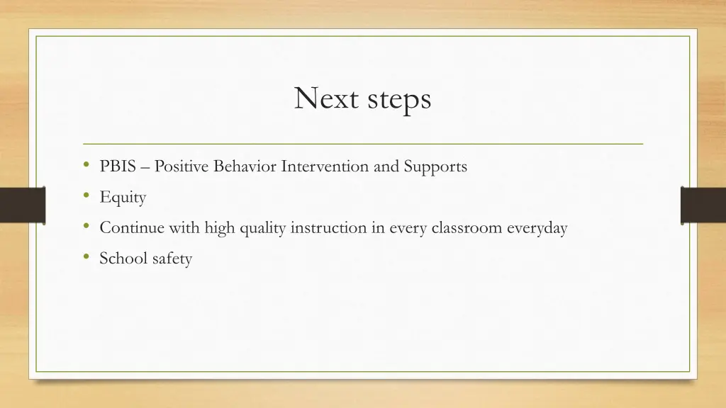 next steps