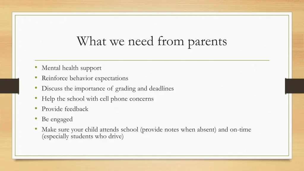 what we need from parents