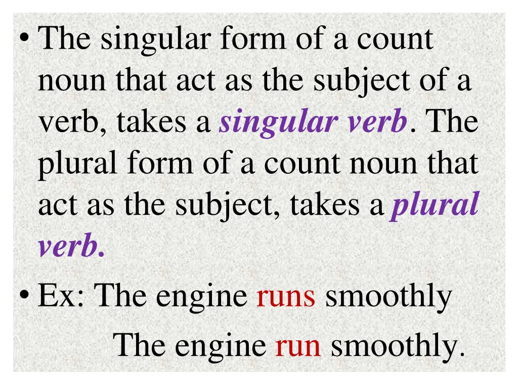 the singular form of a count noun that