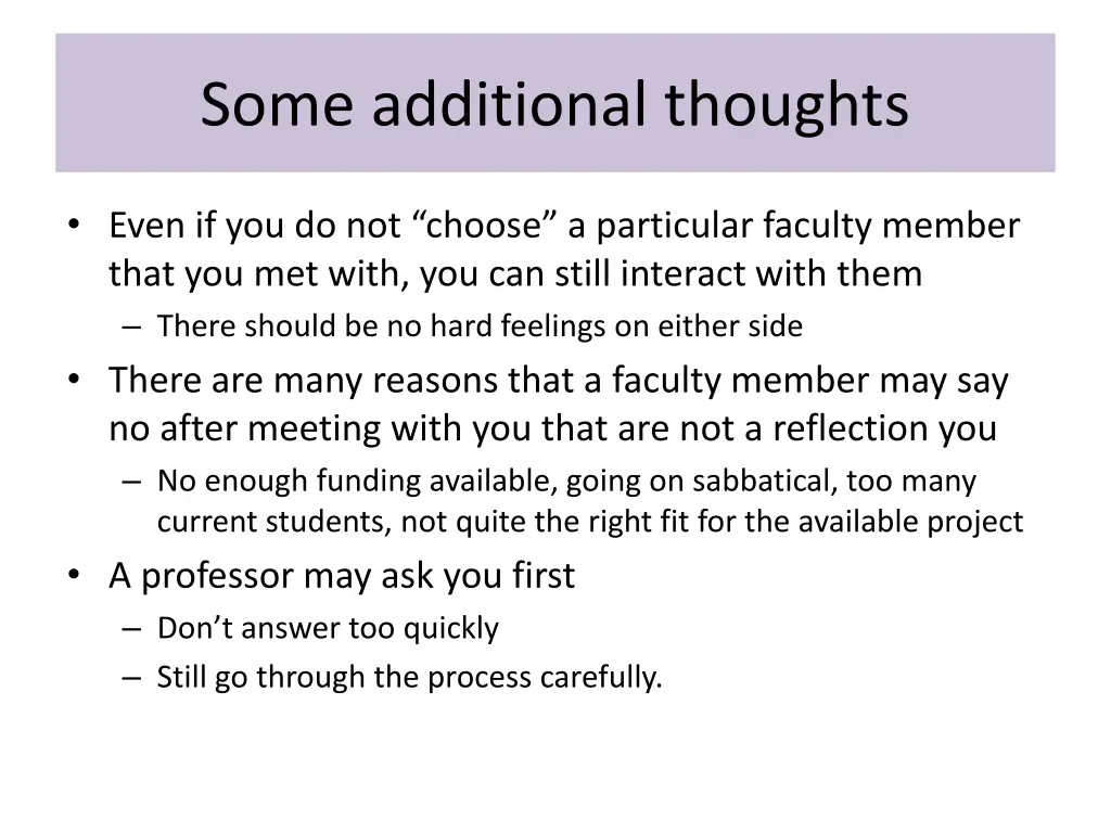 some additional thoughts