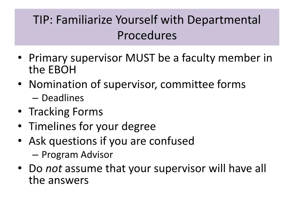 tip familiarize yourself with departmental
