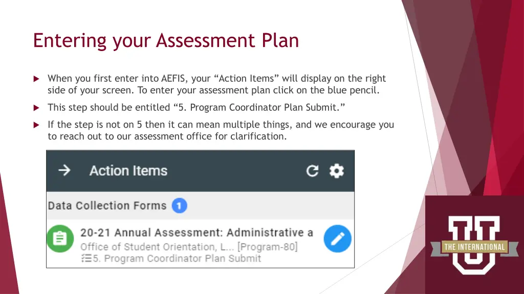 entering your assessment plan