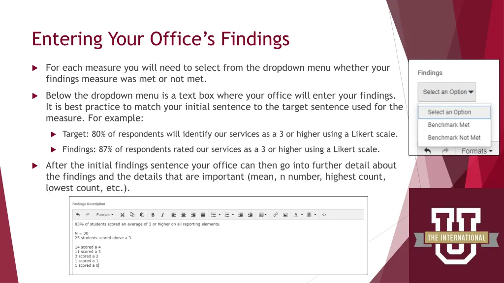 entering your office s findings