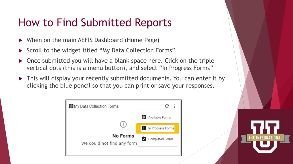 how to find submitted reports