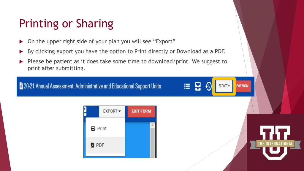 printing or sharing