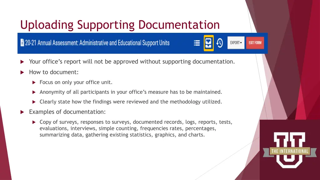 uploading supporting documentation