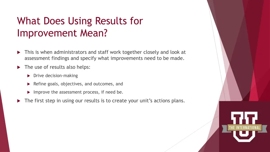what does using results for improvement mean