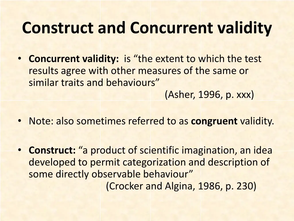 construct and concurrent validity
