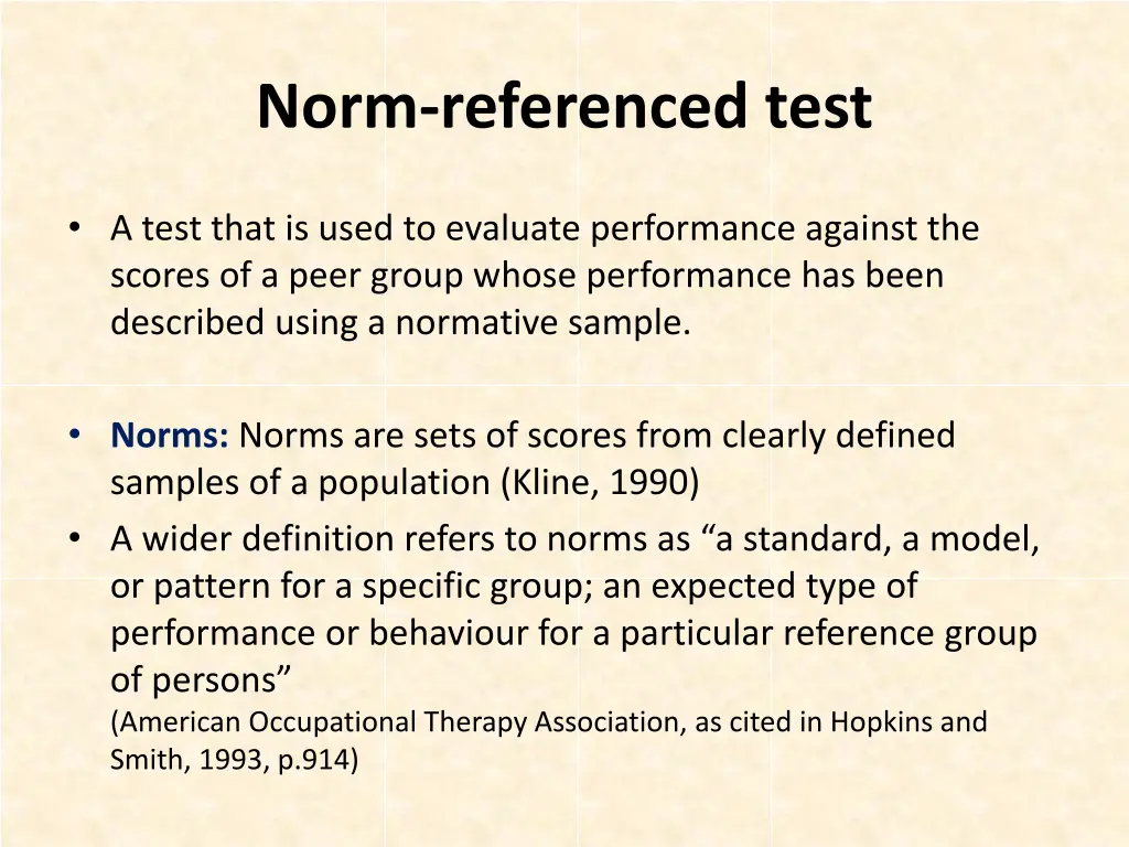 norm referenced test