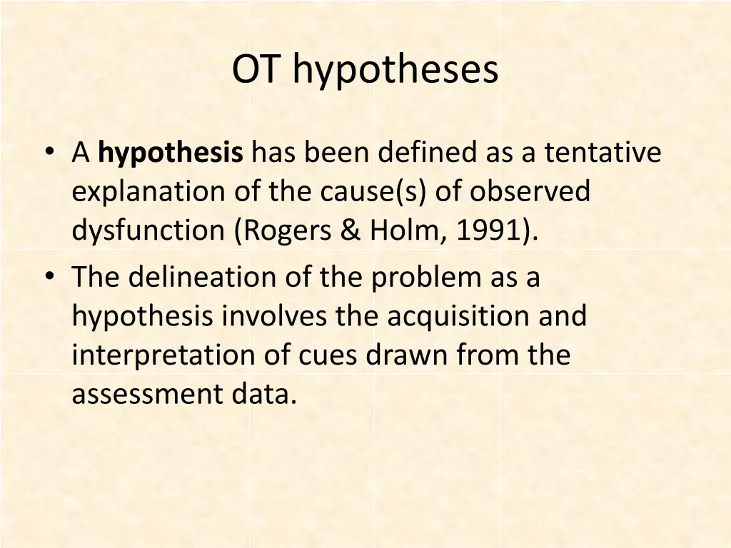 ot hypotheses