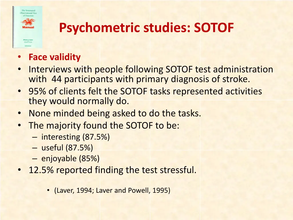 psychometric studies sotof 3