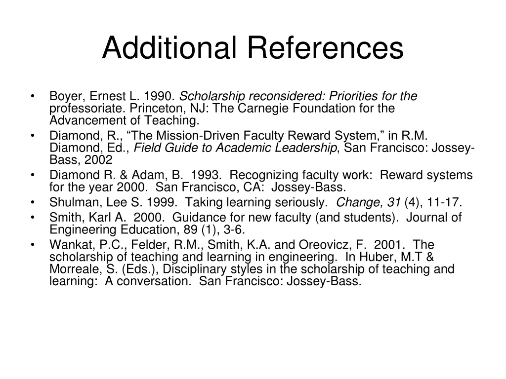 additional references
