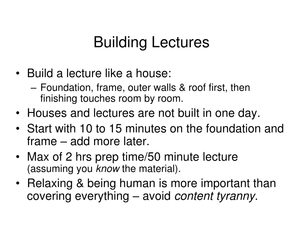 building lectures