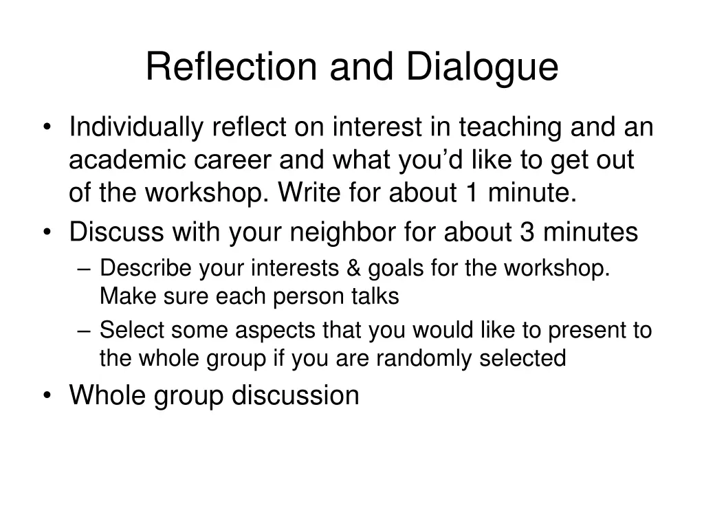 reflection and dialogue