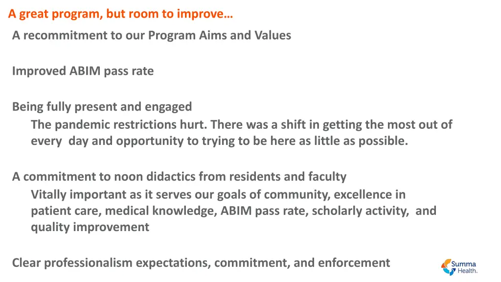 a great program but room to improve