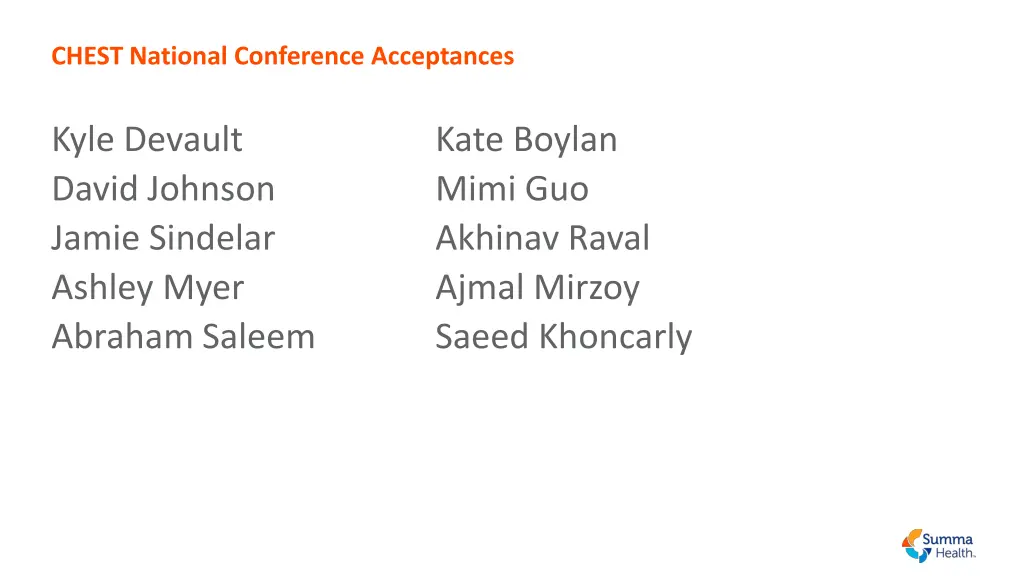 chest national conference acceptances