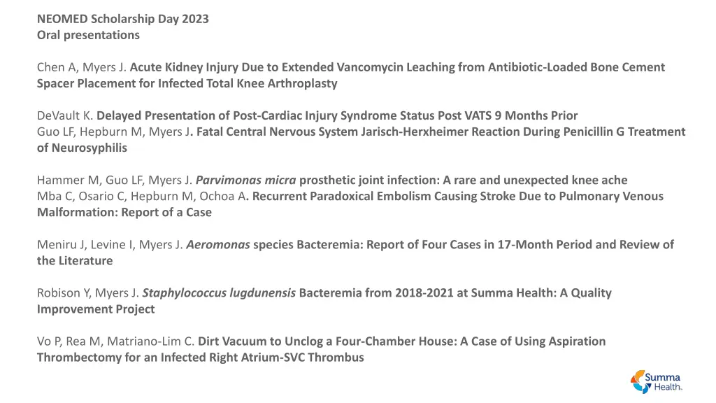 neomed scholarship day 2023 oral presentations