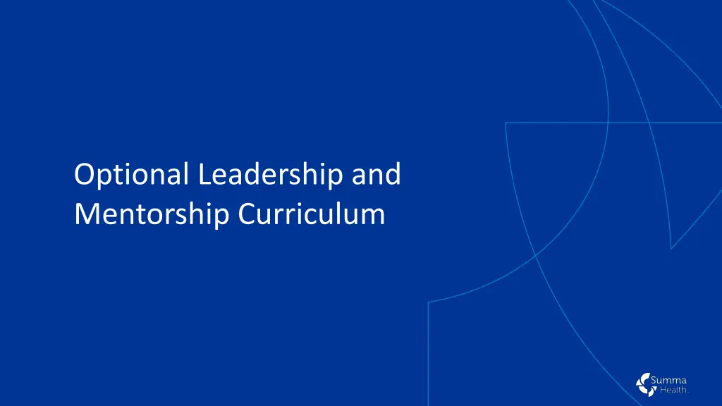 optional leadership and mentorship curriculum