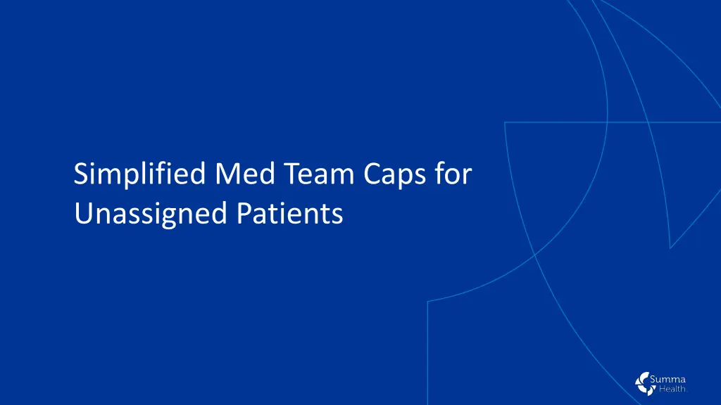 simplified med team caps for unassigned patients