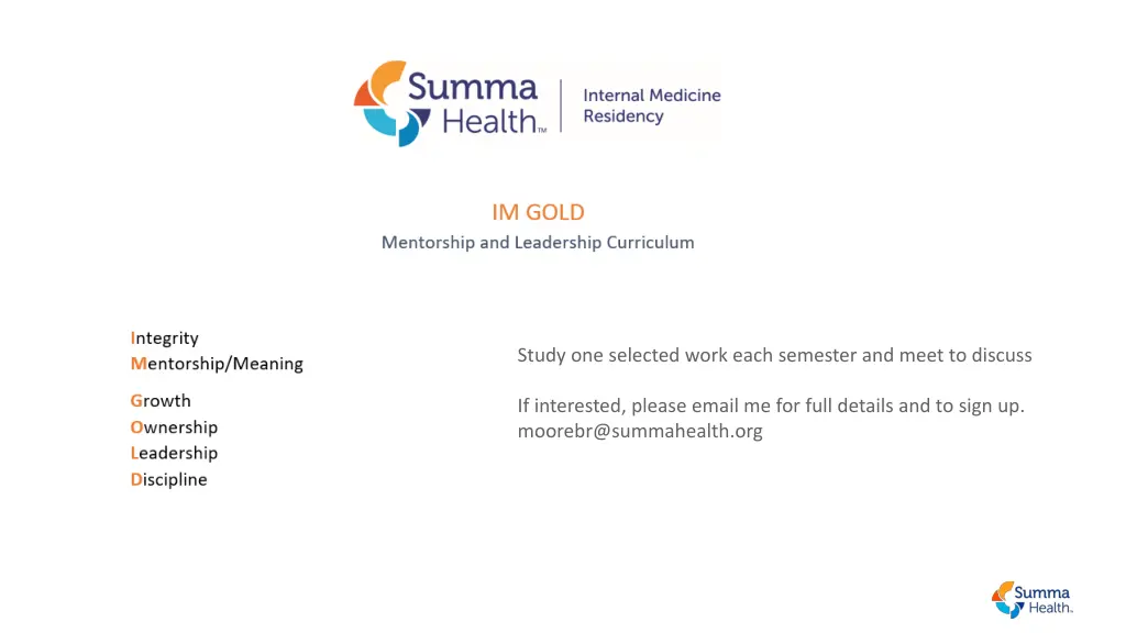 study one selected work each semester and meet