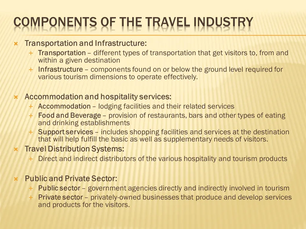 components of the travel industry