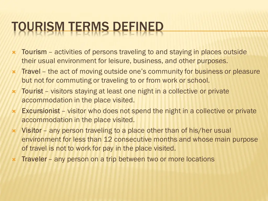 tourism terms defined