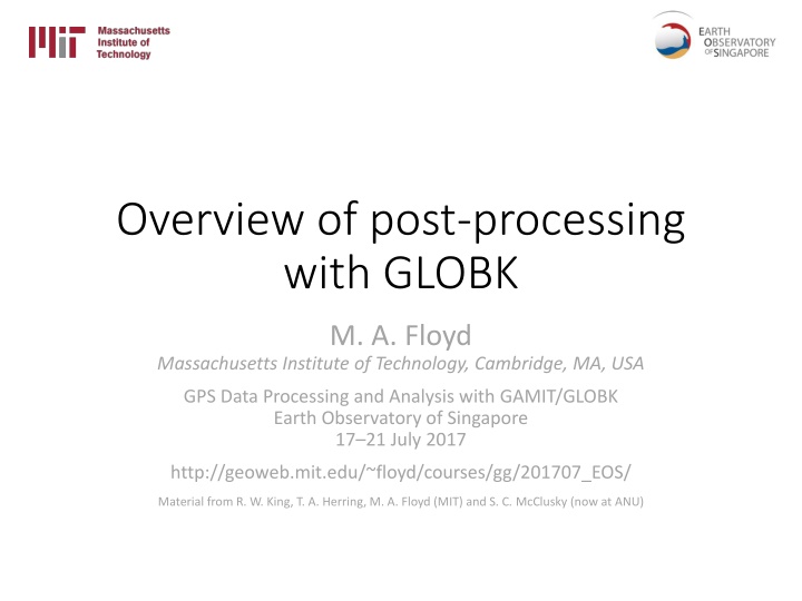 overview of post processing with globk